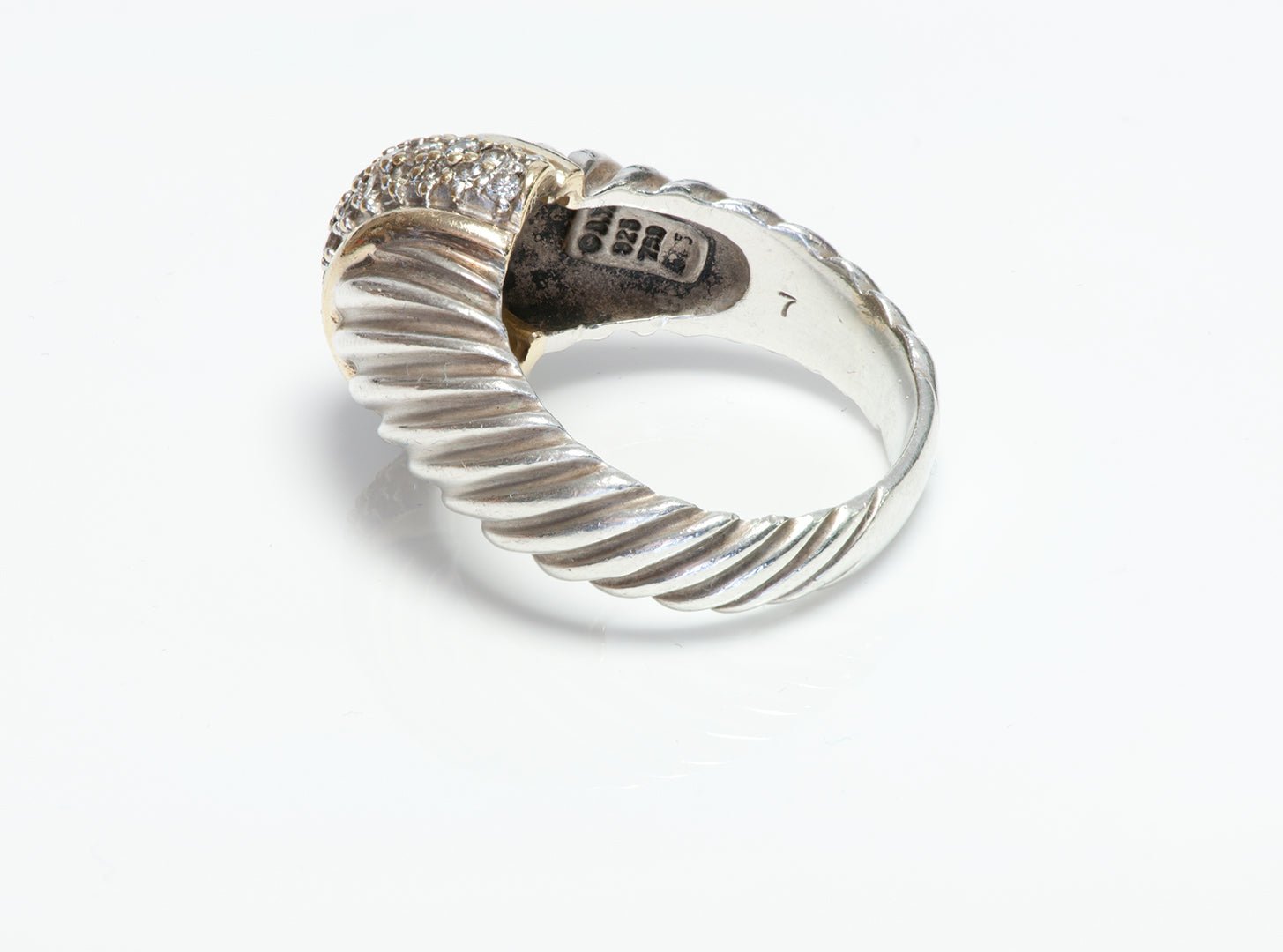 David Yurman 18K Gold Silver Diamond Ring