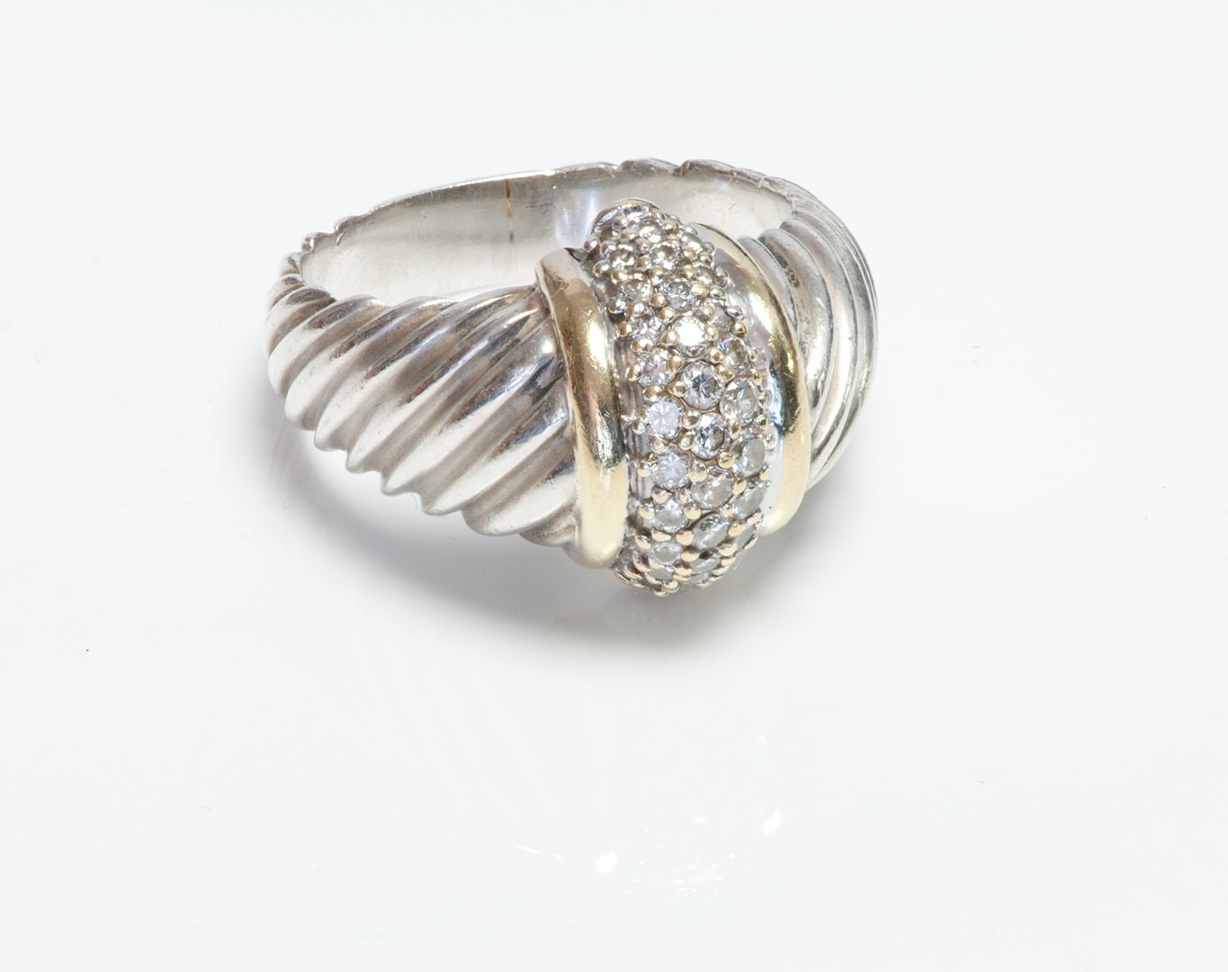 David Yurman 18K Gold Silver Diamond Ring - DSF Antique Jewelry