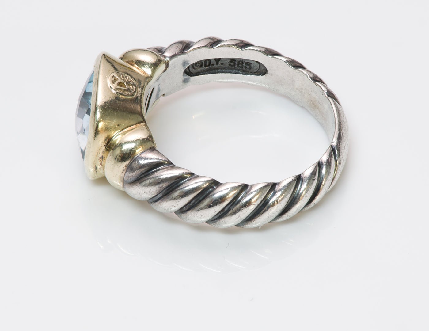 David Yurman Blue Topaz Noblesse Silver 14K Gold Ring