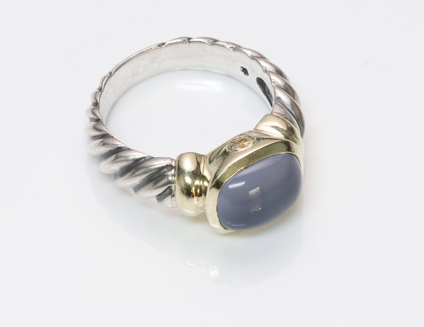 David Yurman Chalcedony Noblesse Silver 14K Gold Ring - DSF Antique Jewelry