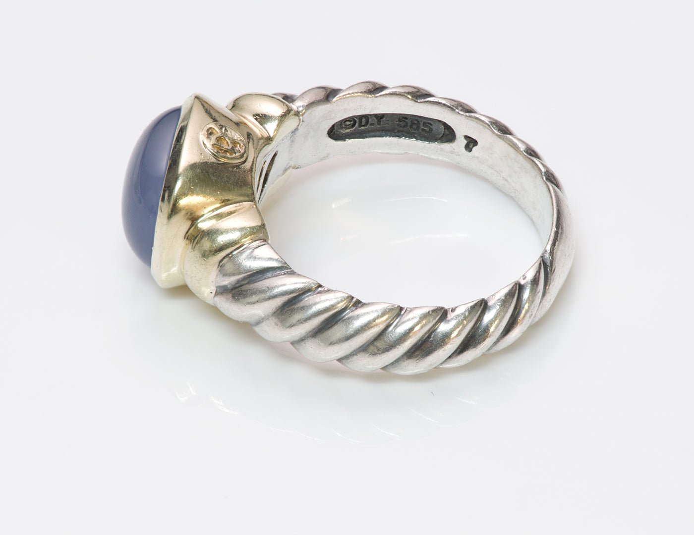 David Yurman Chalcedony Noblesse Silver 14K Gold Ring