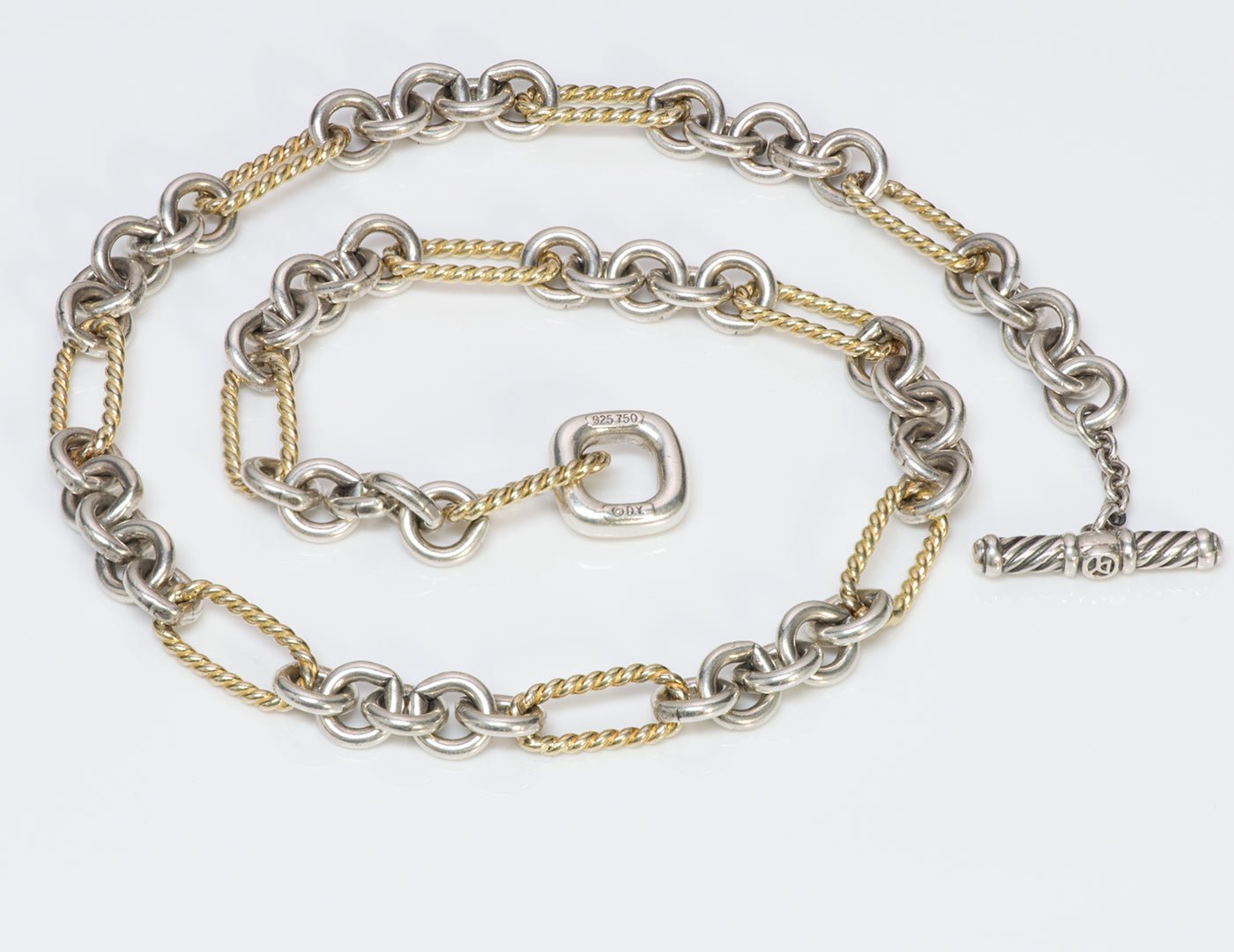 David Yurman Silver 18K Gold Figaro Necklace