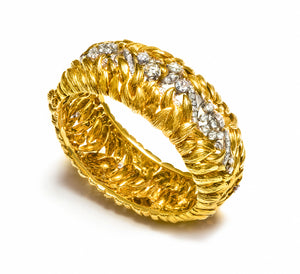 David Webb 18K Gold Wide Diamond Bracelet