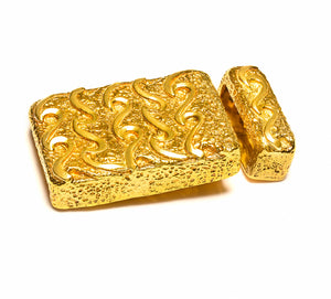 David Webb 18K Yellow Gold Textured Belt Buckle – Flame Design