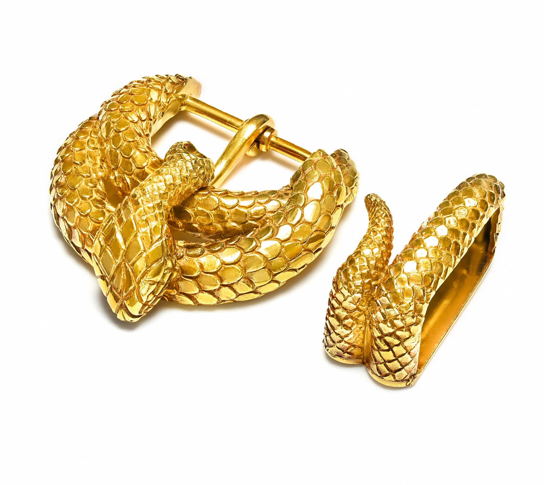 David Webb 18K Gold Snake Belt Buckle