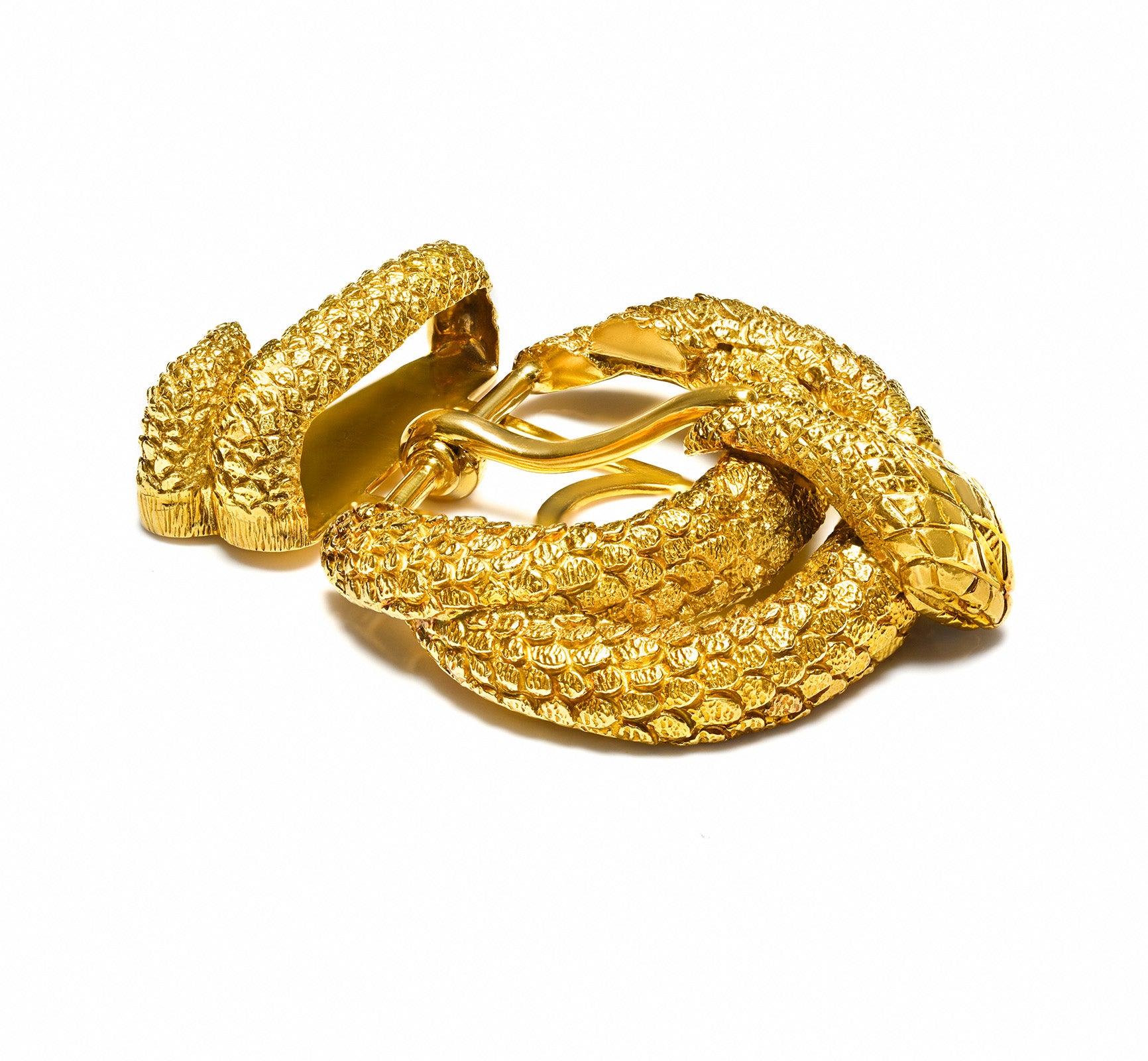 David Webb 18K Gold Vintage Snake Belt Buckle