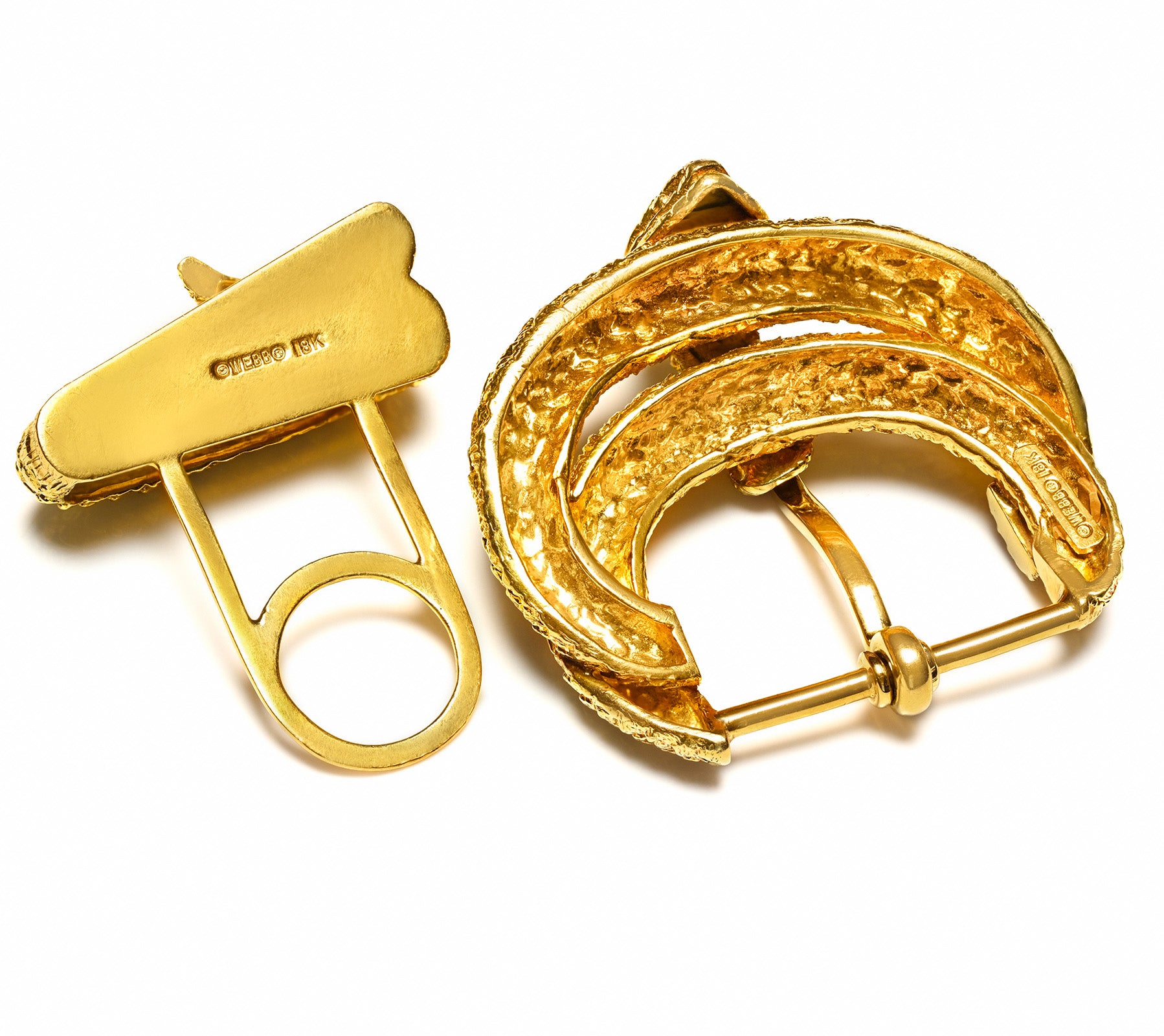 David Webb 18K Yellow Gold Textured Snake Belt Buckle
