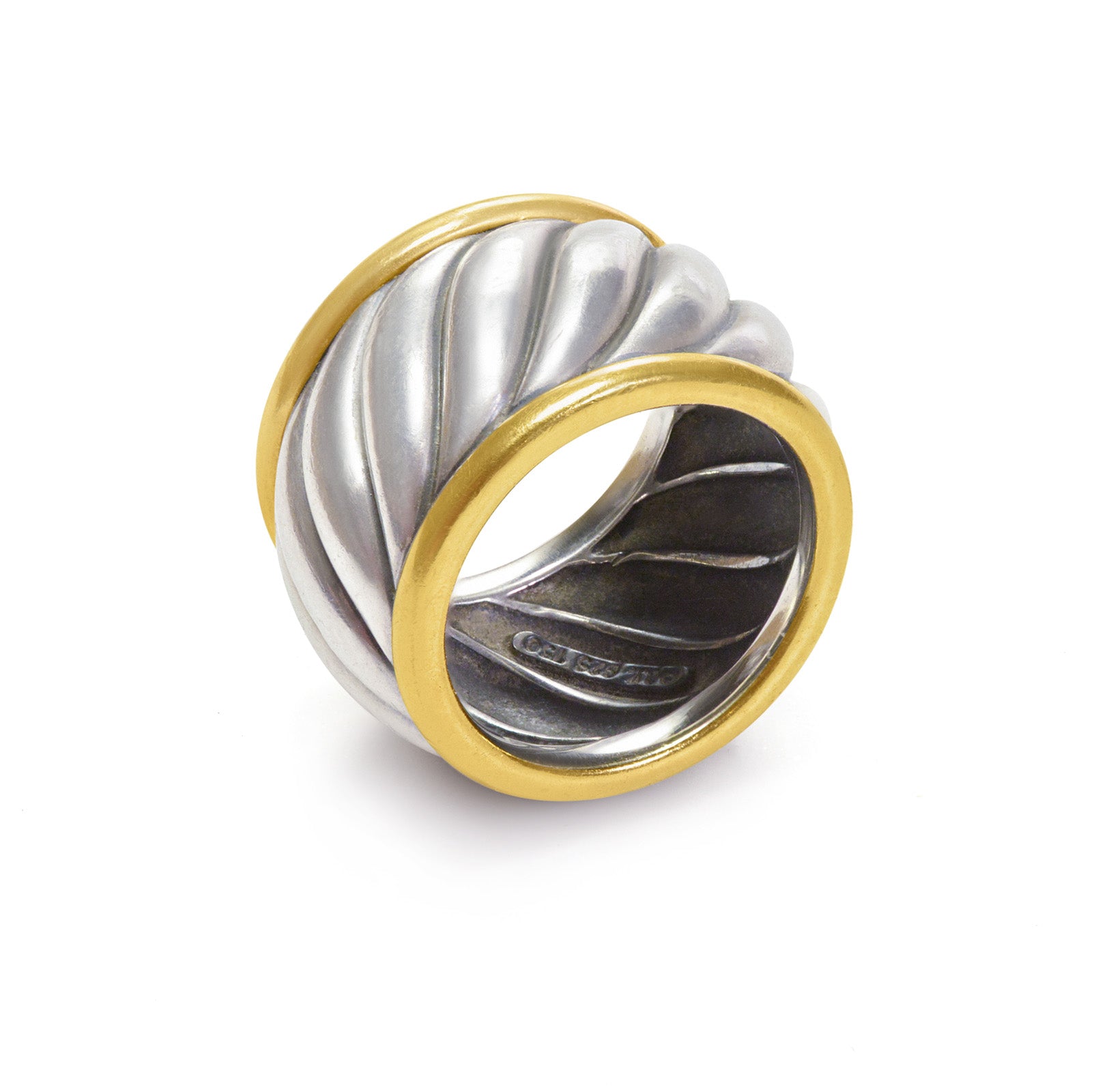 David Yurman Sterling Silver Gold Band Ring