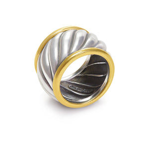 David Yurman Sterling Silver Gold Band Ring
