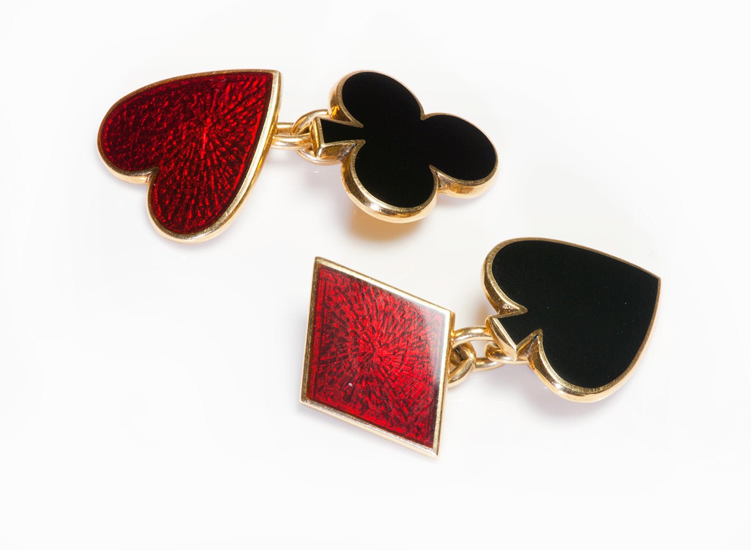 Deakin & Francis 18K Gold Enamel Playing Card Cufflinks - DSF Antique Jewelry