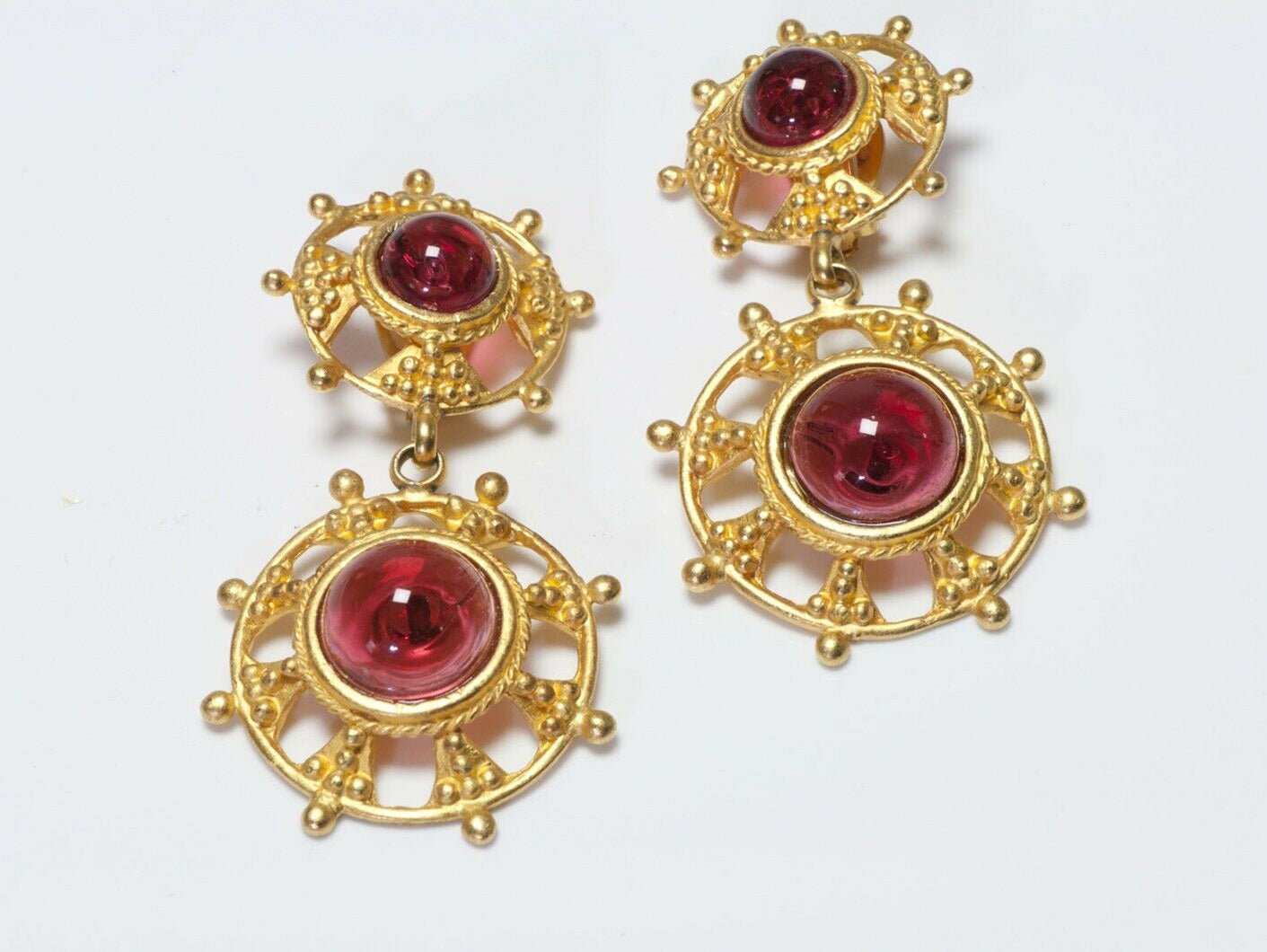 Deanna Hamro 1980’s Long Red Poured Glass Earrings