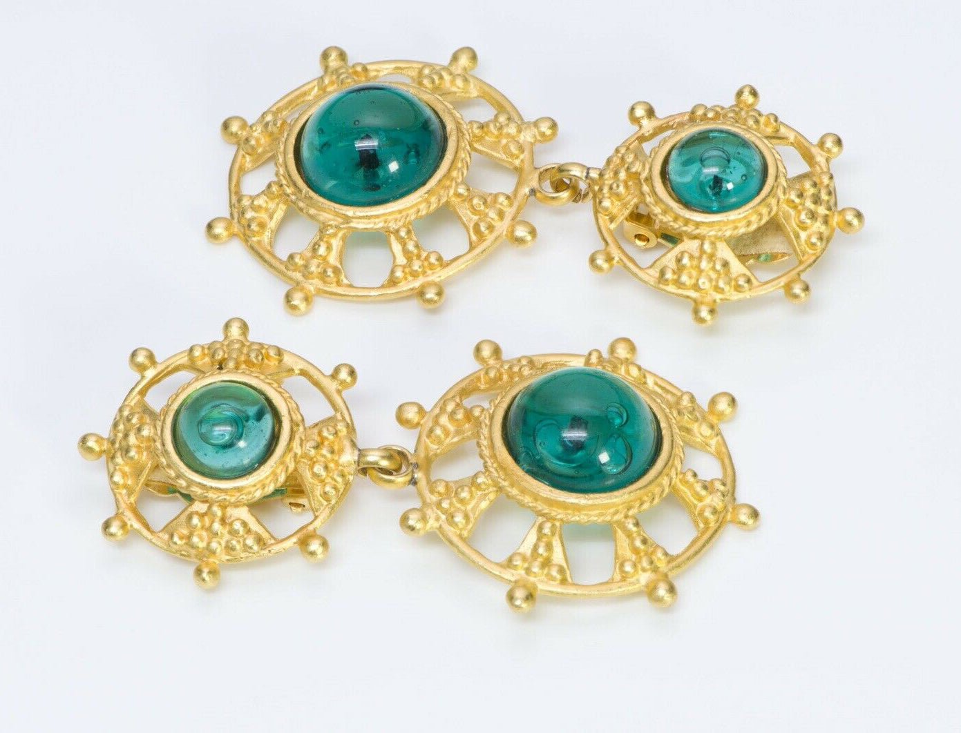 Deanna Hamro 1980’s Poured Green Glass Earrings