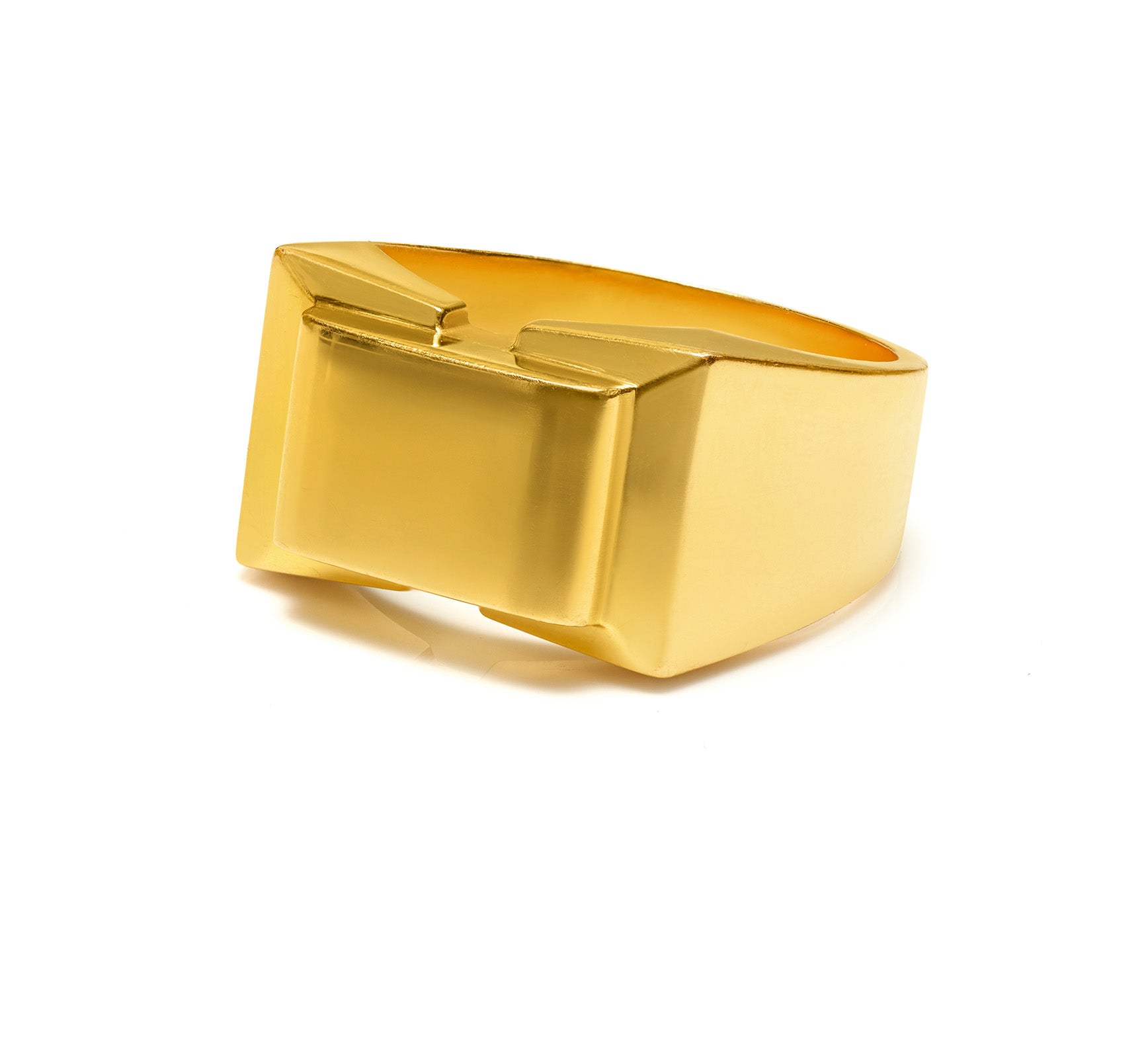 Art Deco 18K Gold Geometric Men's Ring