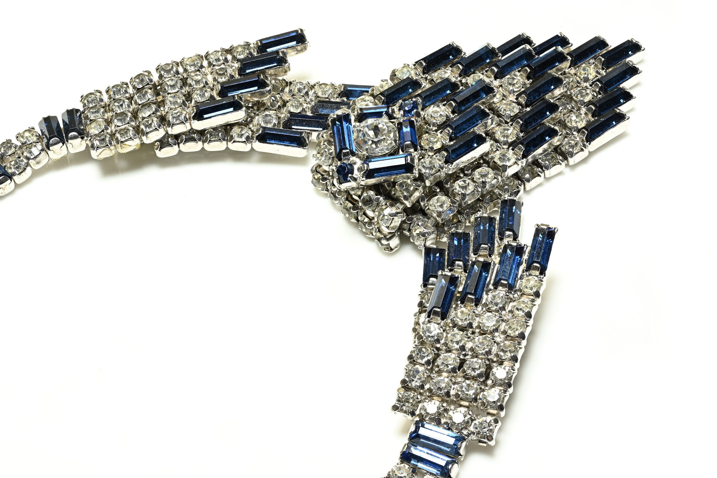 Vintage Kramer NY Art Deco Style Blue Crystal Necklace