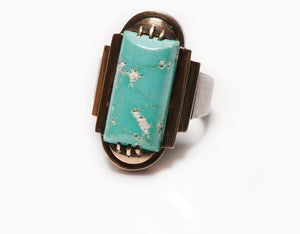 Deluret Art Deco Silver Gold Ring