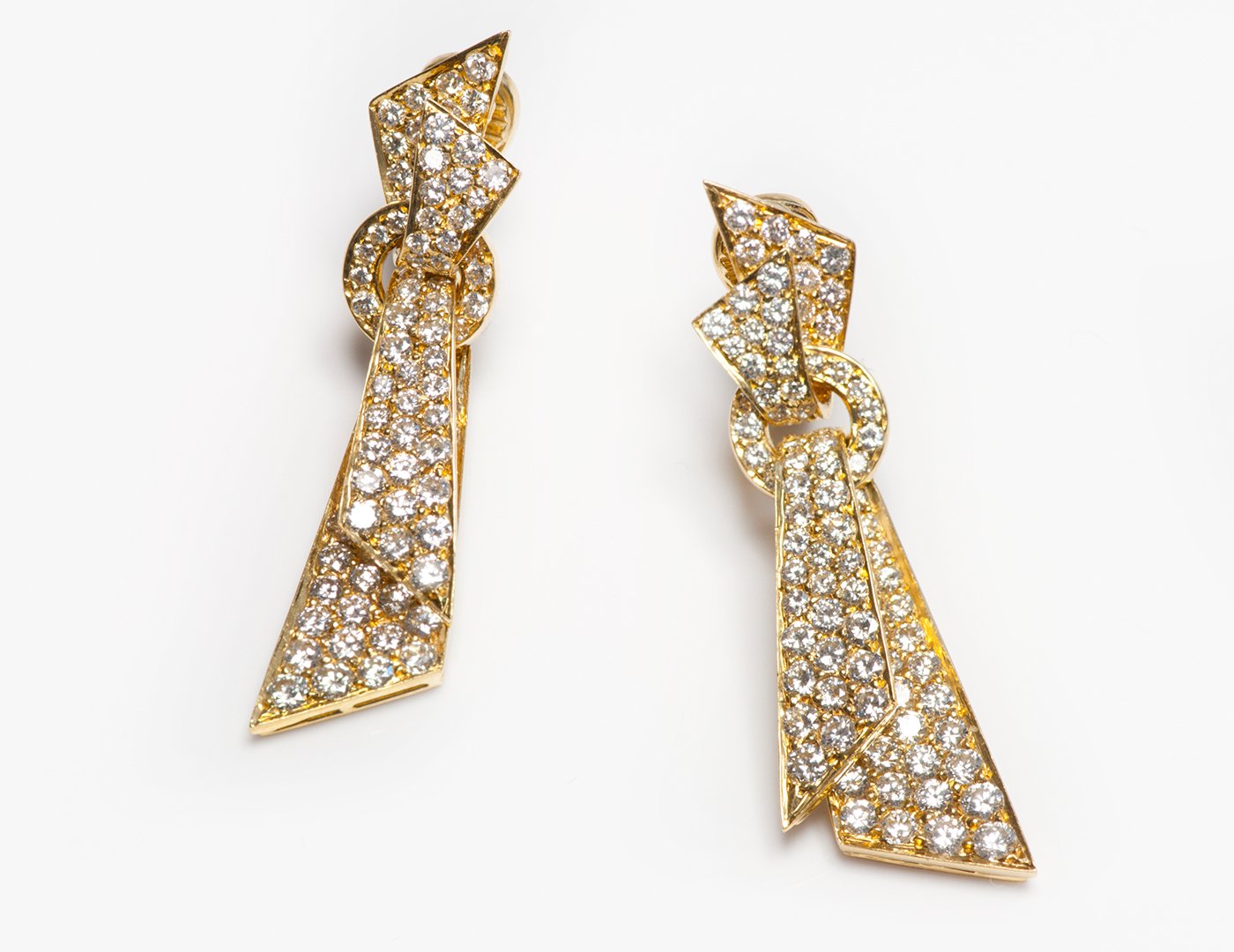 Diamond 18K Yellow Gold Flexible Earrings - DSF Antique Jewelry