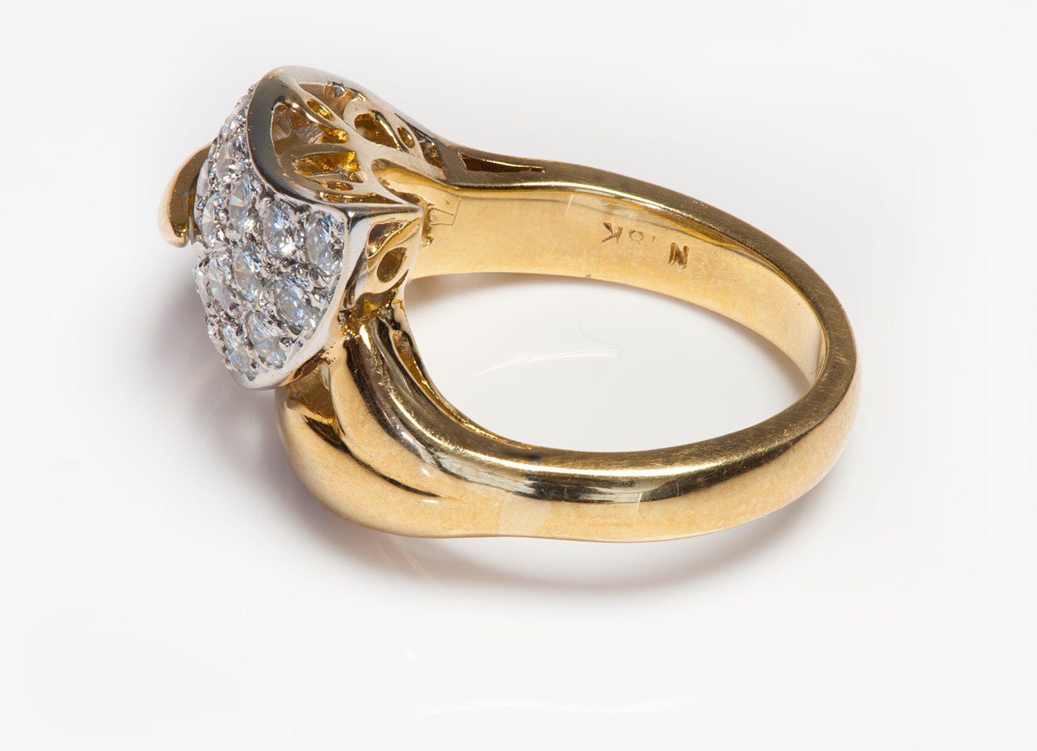 Diamond 18K Yellow Gold Leaf Ring