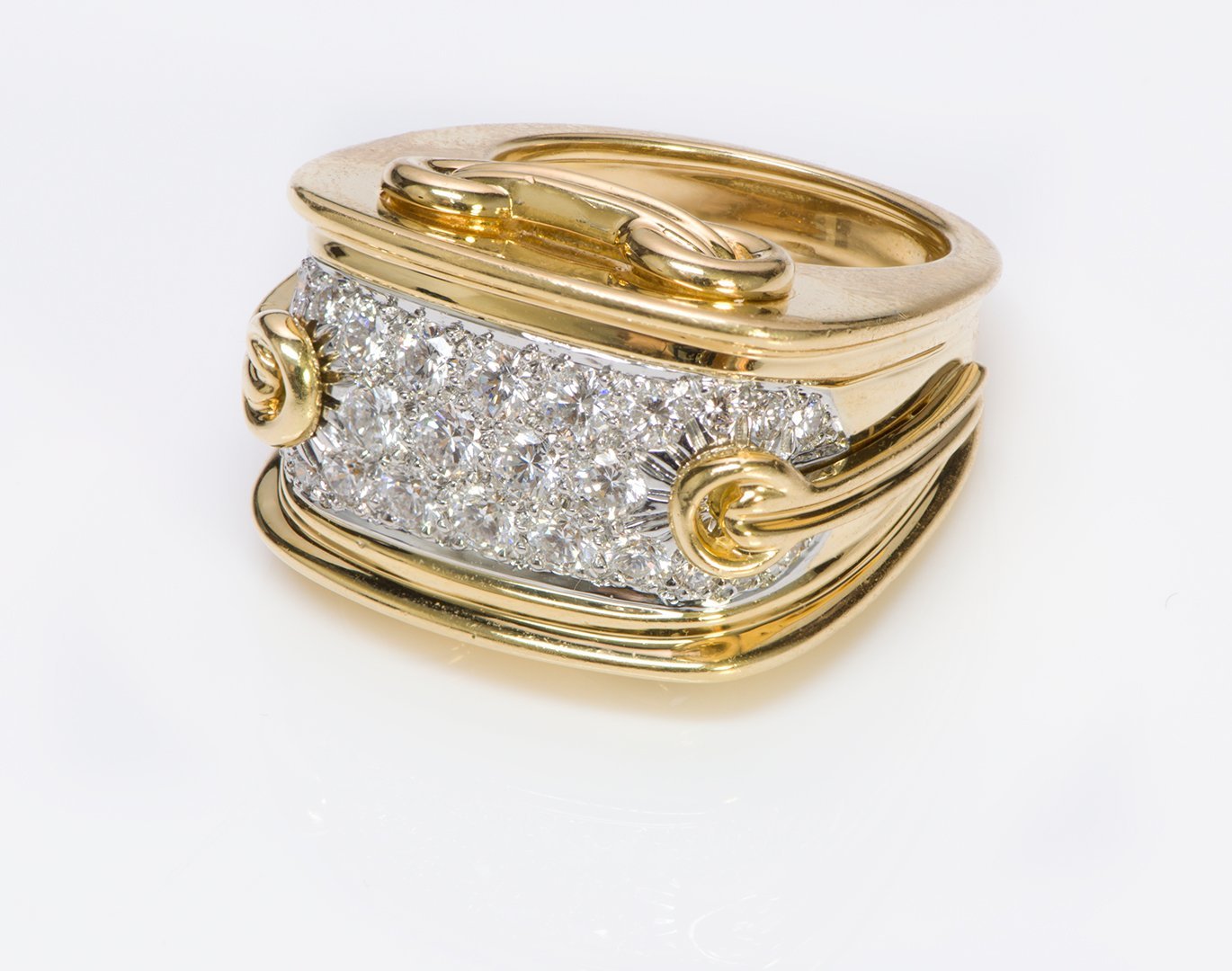 Diamond 18K Yellow Gold & Platinum Ring - DSF Antique Jewelry