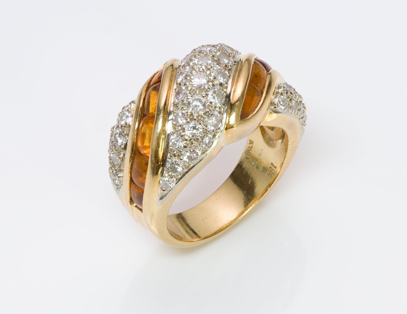 Diamond Citrine 18K Gold Ring - DSF Antique Jewelry