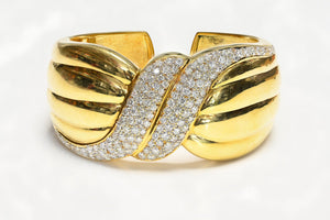 Diamond Yellow Gold Cuff Bracelet