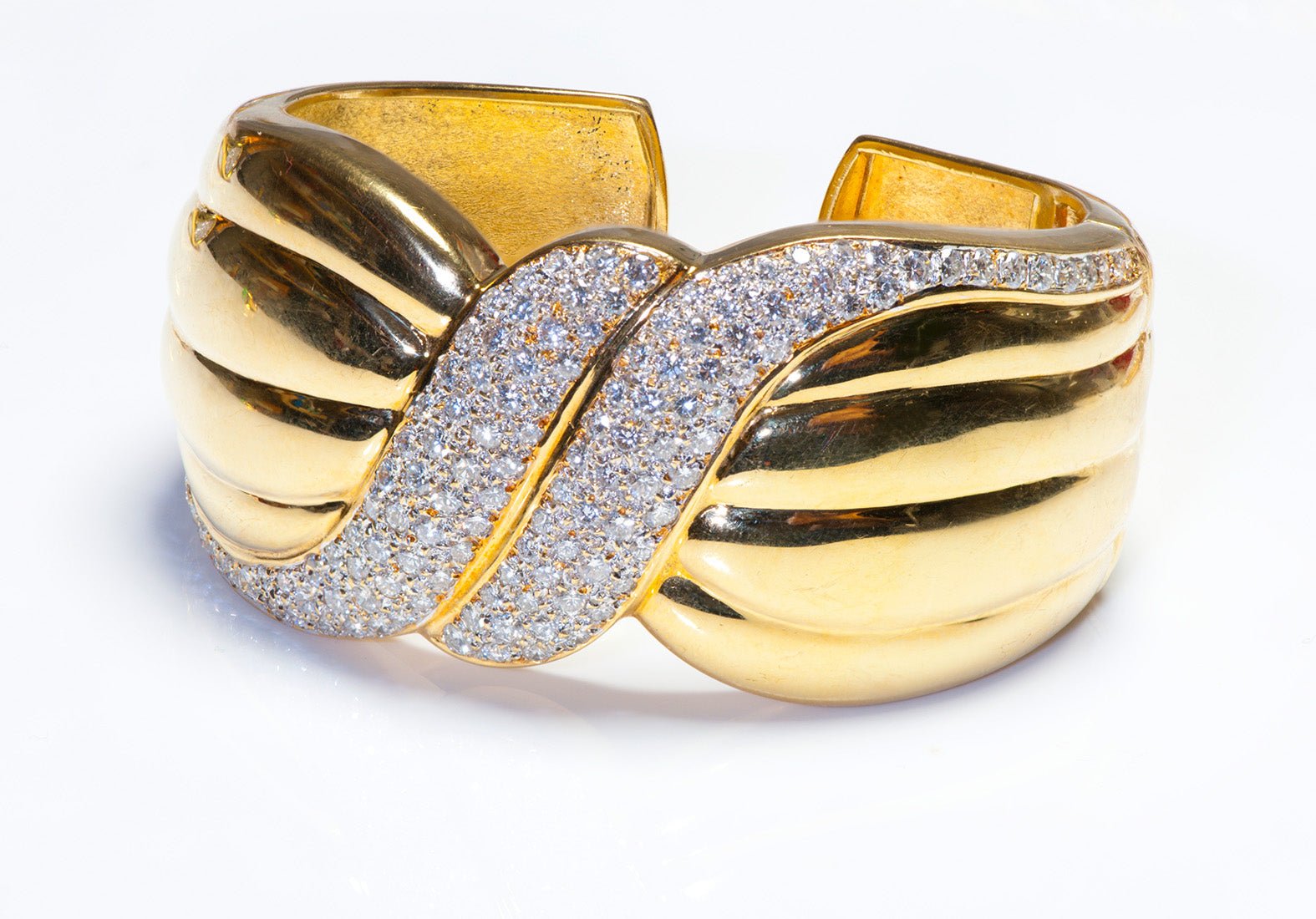 Diamond Gold Cuff Bracelet - DSF Antique Jewelry
