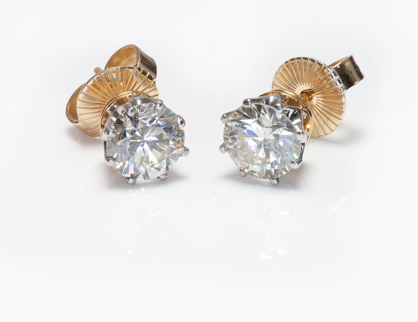 Diamond Gold Stud Earrings - DSF Antique Jewelry