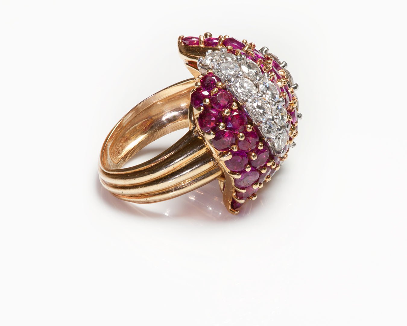 Diamond Ruby Yellow Gold Ring - DSF Antique Jewelry
