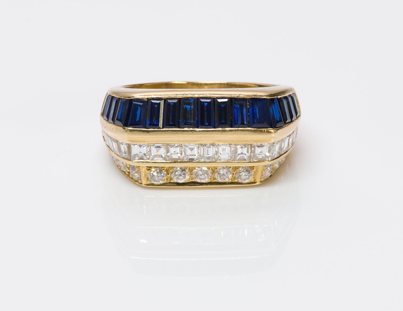 Diamond Sapphire 18K Gold Ring - DSF Antique Jewelry