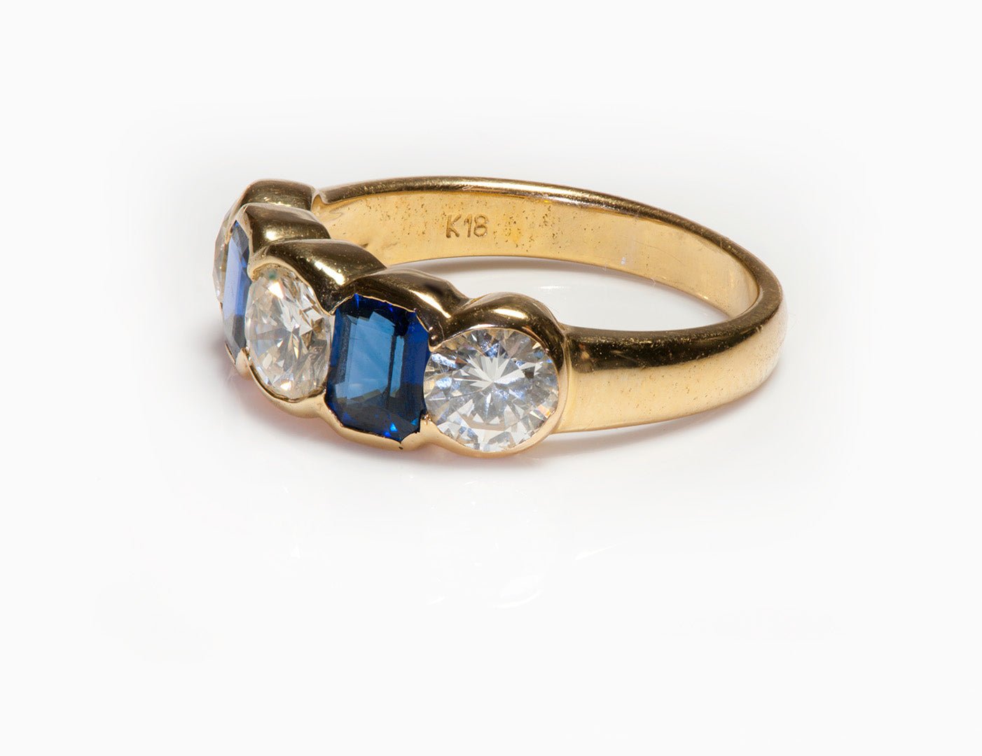 Diamond Sapphire 18K Yellow Gold Ring