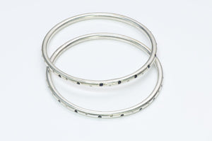 Diamond Silver Bangle Pair