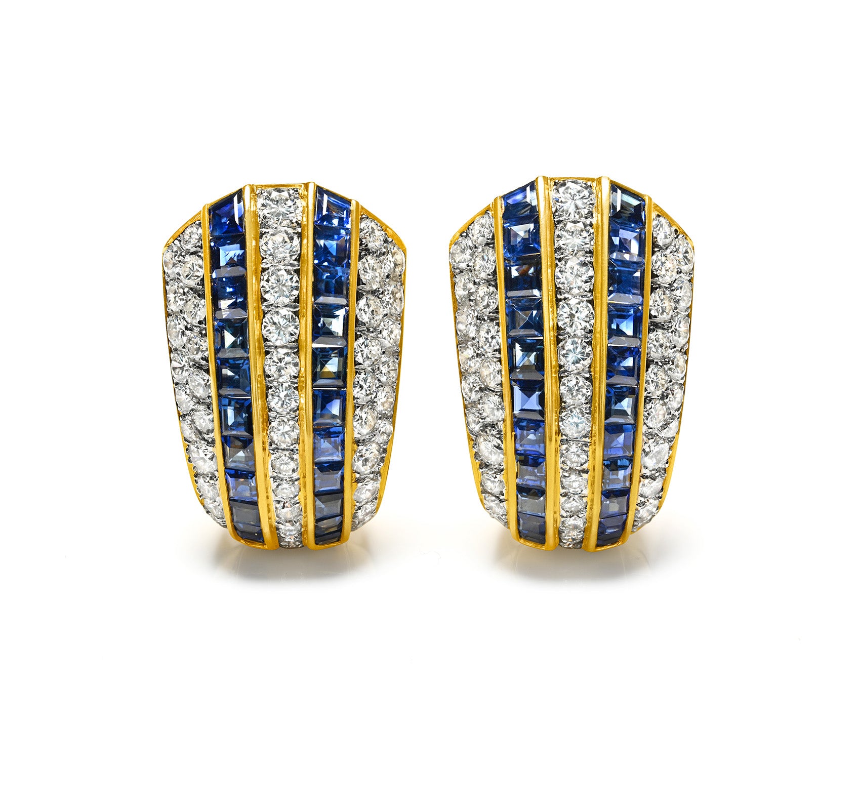 Luxury Diamond (5.50 ctw) & Sapphire Earrings in 18K Gold
