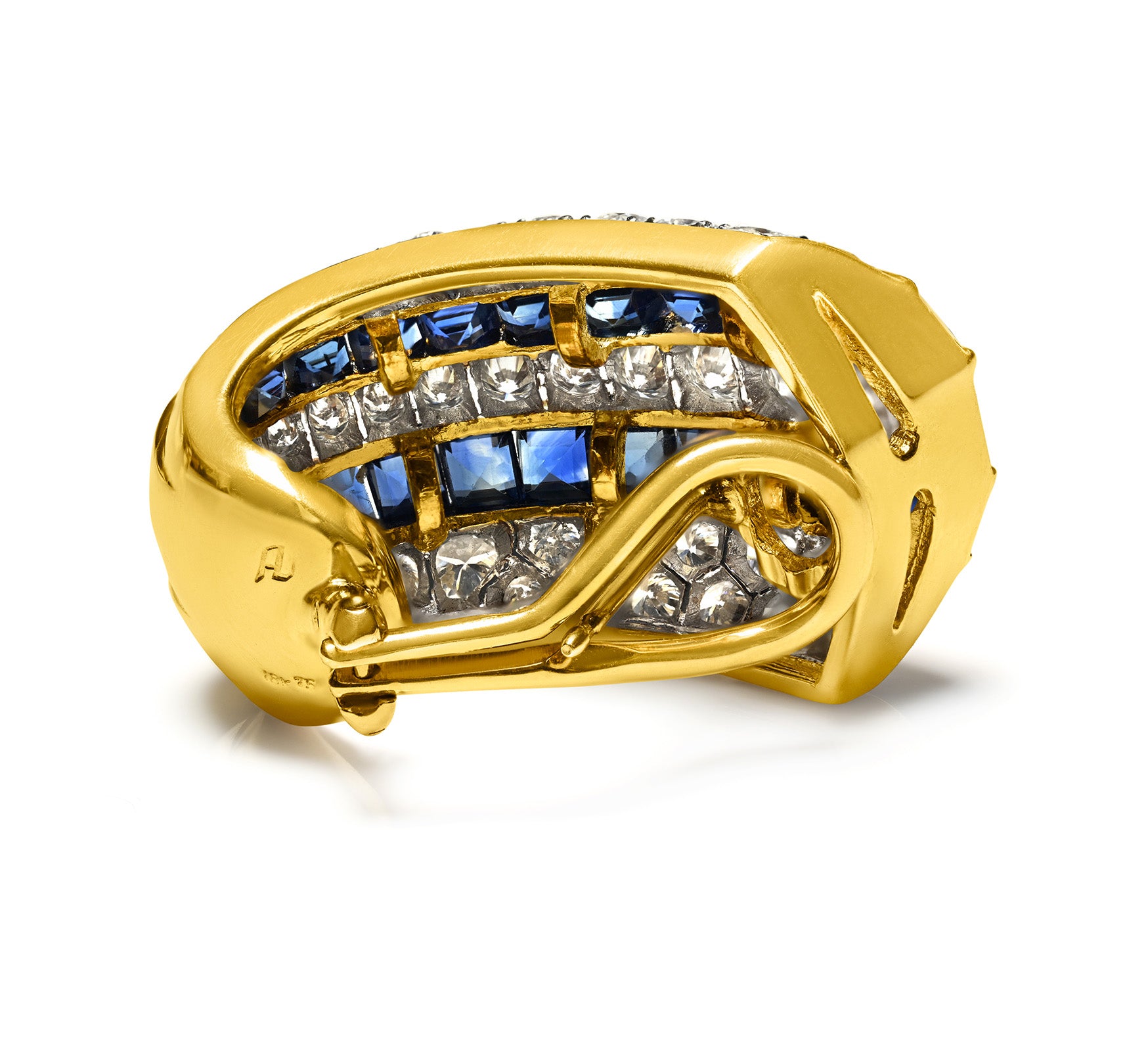 Luxury Diamond (5.50 ctw) & Sapphire Earrings in 18K Gold vintage