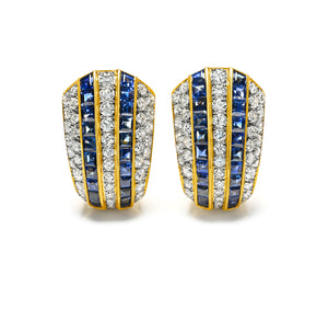 Luxury Diamond (5.50 ctw) Sapphire Earrings in 18K Gold