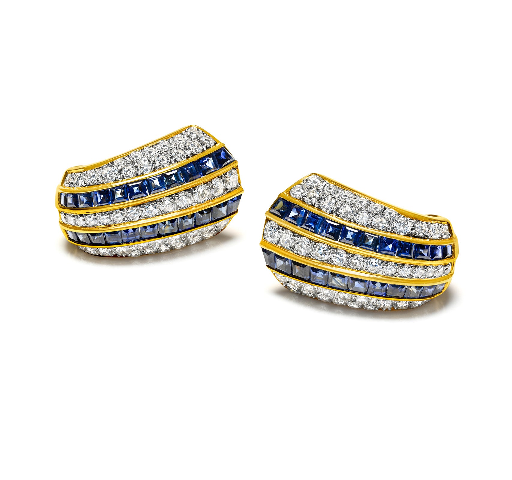 Luxury Diamond Sapphire Earrings in 18K Gold