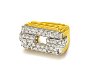 2.40 ctw Diamond Cocktail Ring in 18K Gold – Vintage Geometric Design