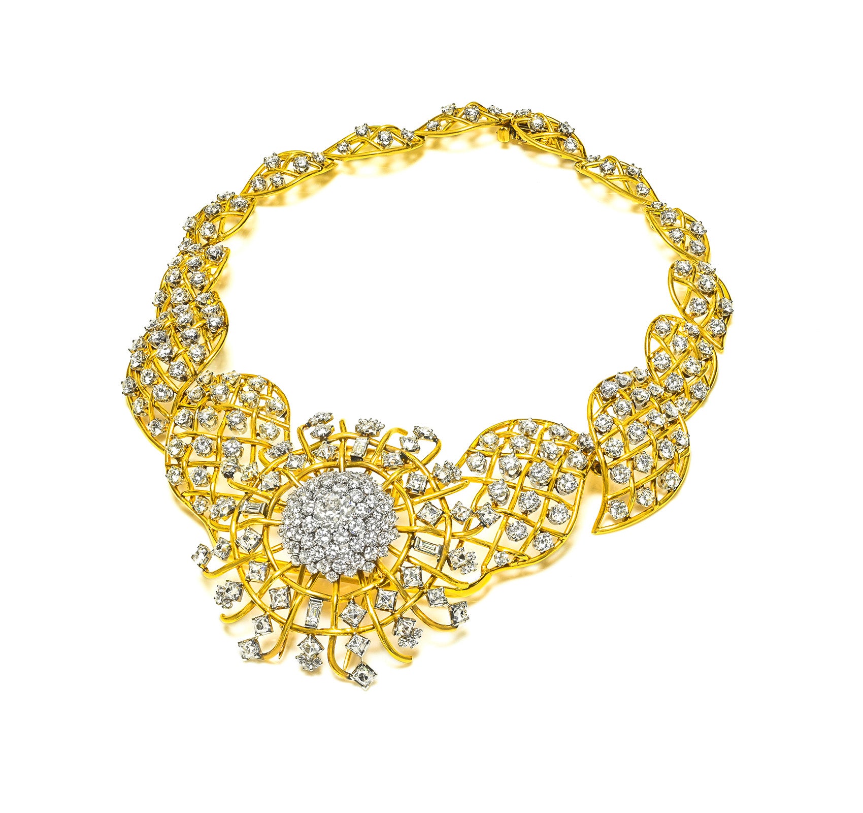 Spectacular 18K Gold and Diamond Necklace Clip