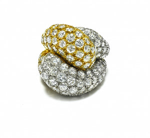 Bold 12 Carat Diamond Ring – 18K Yellow & White Gold Bypass Design