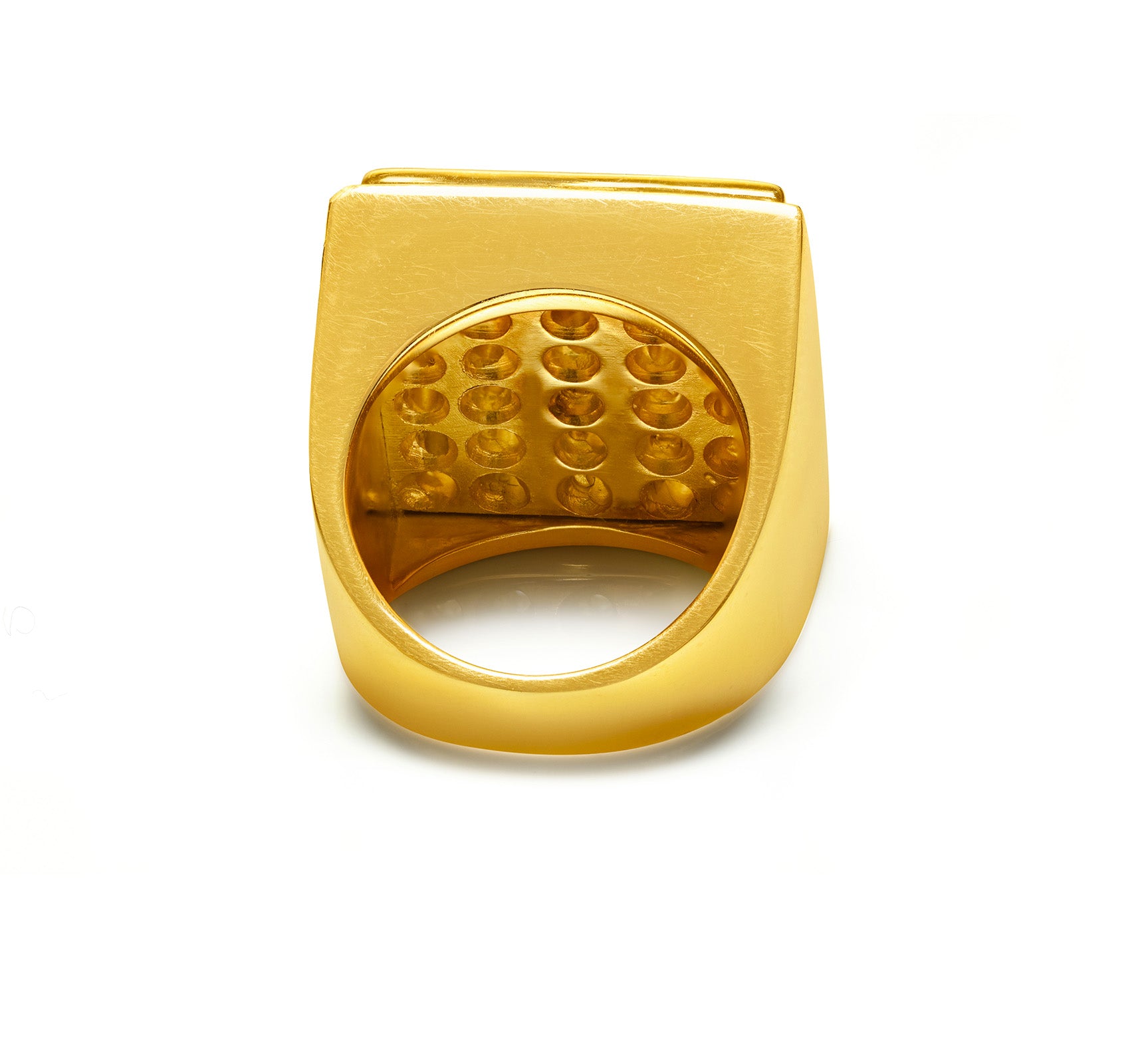 Vintage 18K Y Gold Square-Shaped Ring with Round Brilliant-Cut Diamond