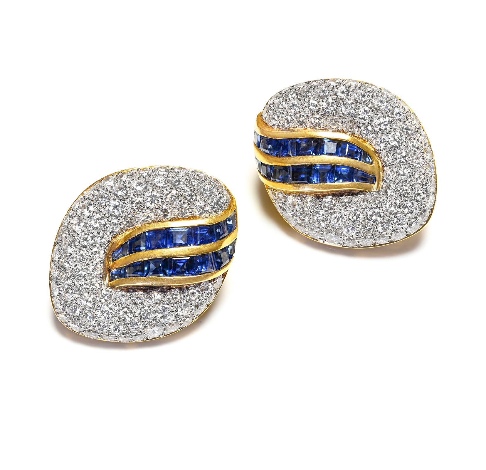  Diamond Sapphire 18K Earrings 