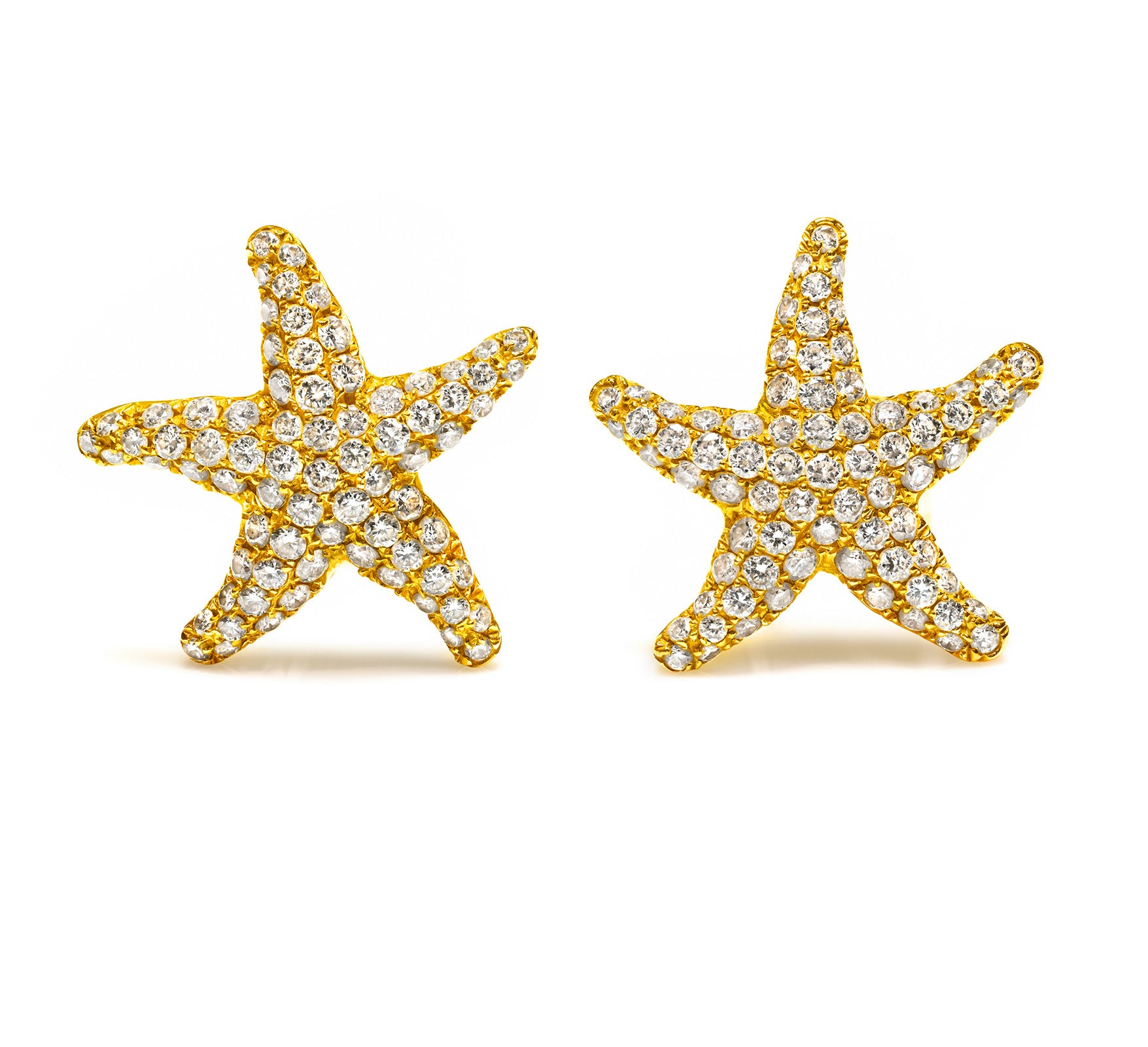 Diamond Starfish Earrings 18K Gold