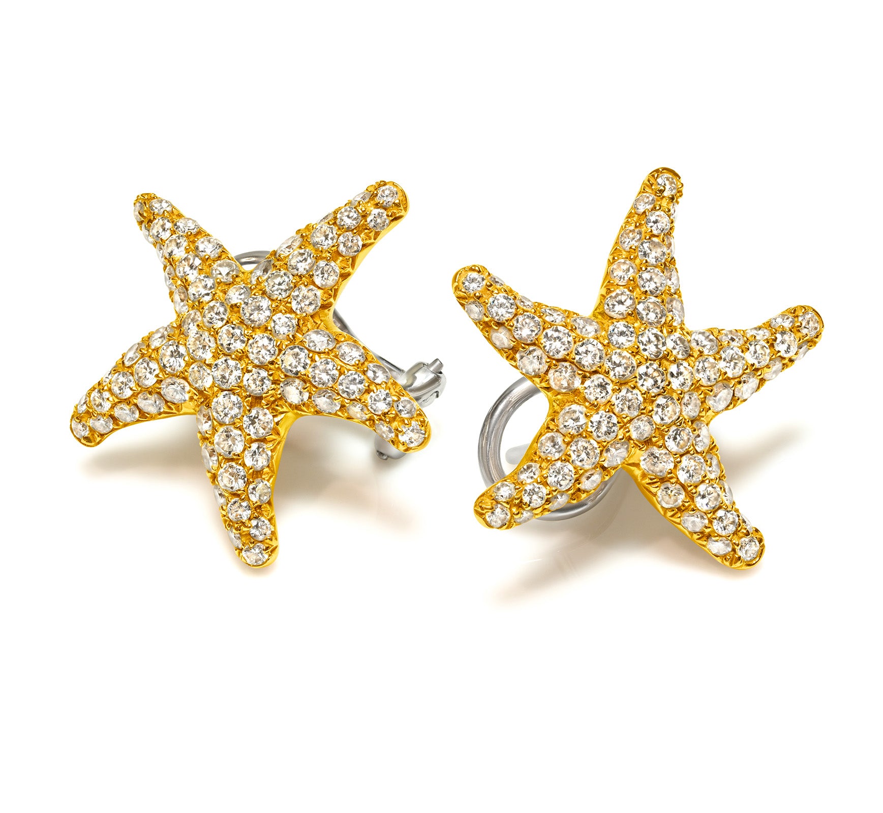 Diamond Starfish Earrings in 18K Gold with posts 