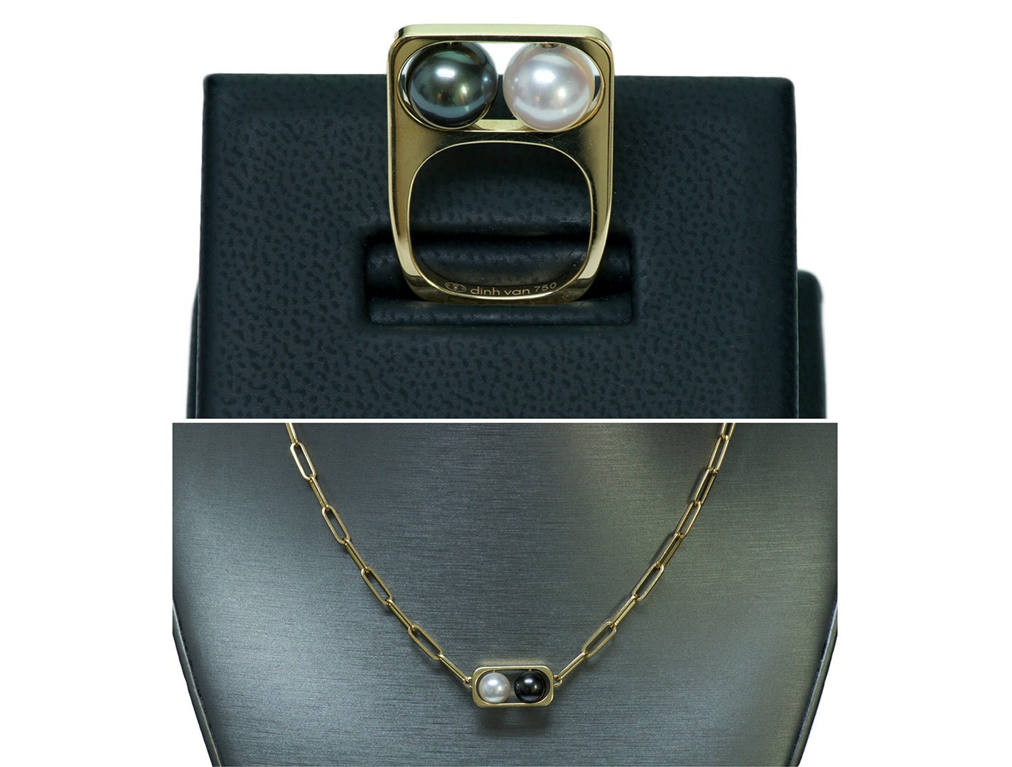 Dinh Van Pearl Gold Ring & Necklace Set