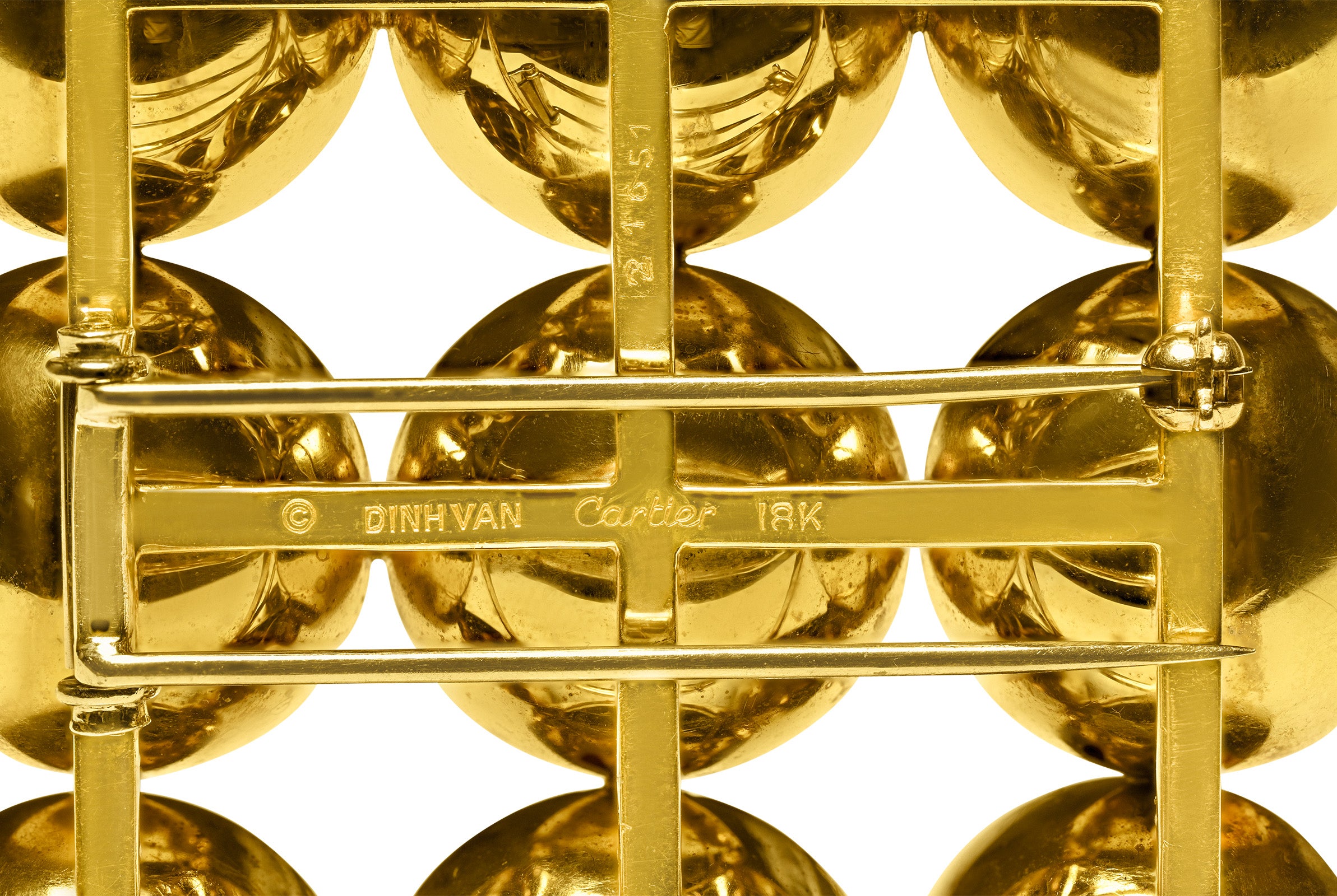 Dinh Van Cartier 18K Gold Nine-Disc Sculptural Clip Brooch