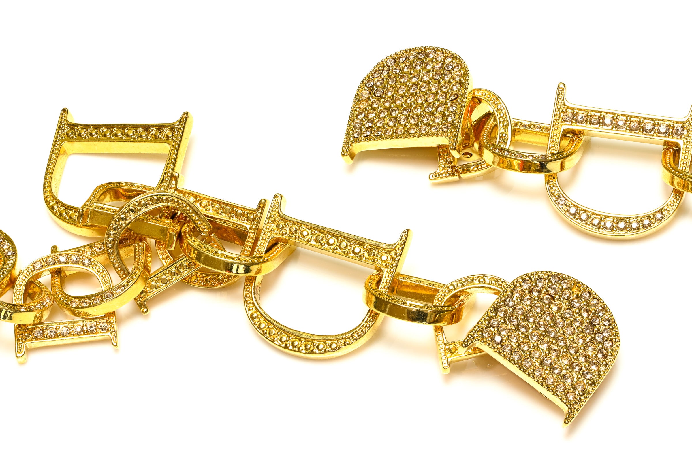 Vintage Christian Dior by Galliano Crystal Logo Shoulder Duster Earrings 1