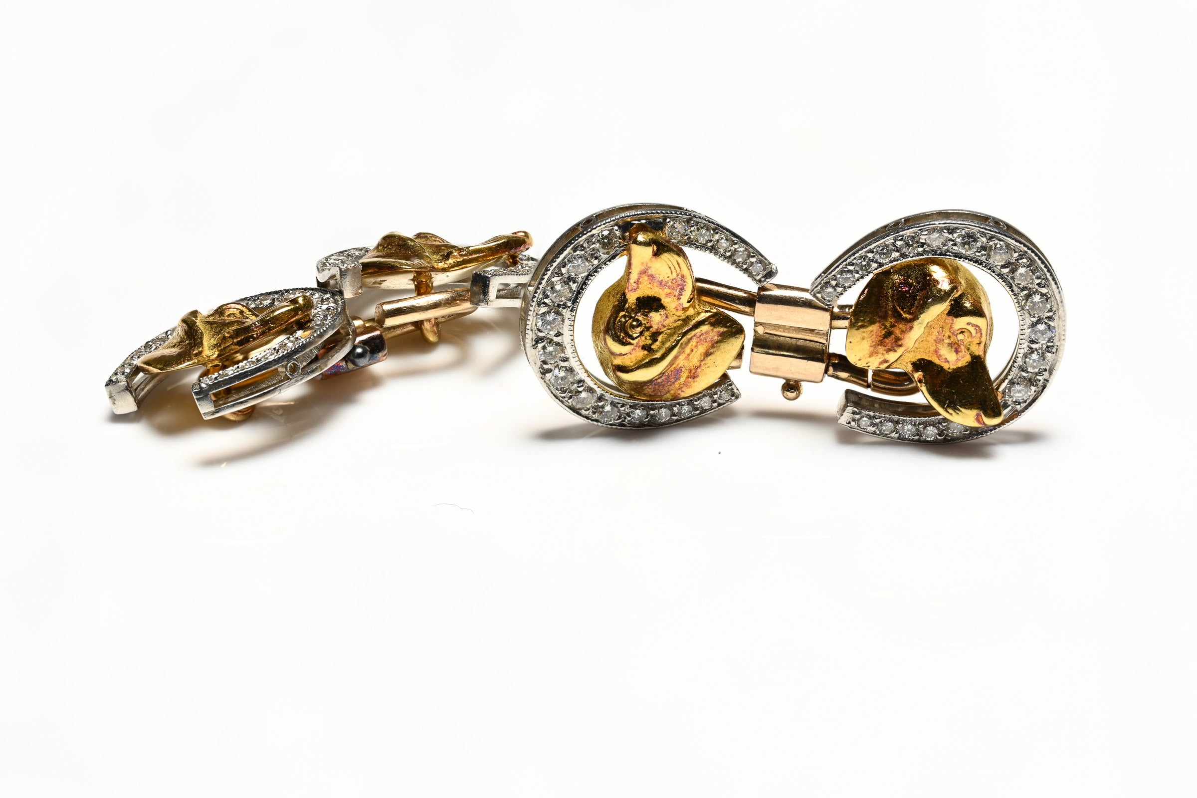 Horseshoe & Dog Diamond Gold Cufflinks