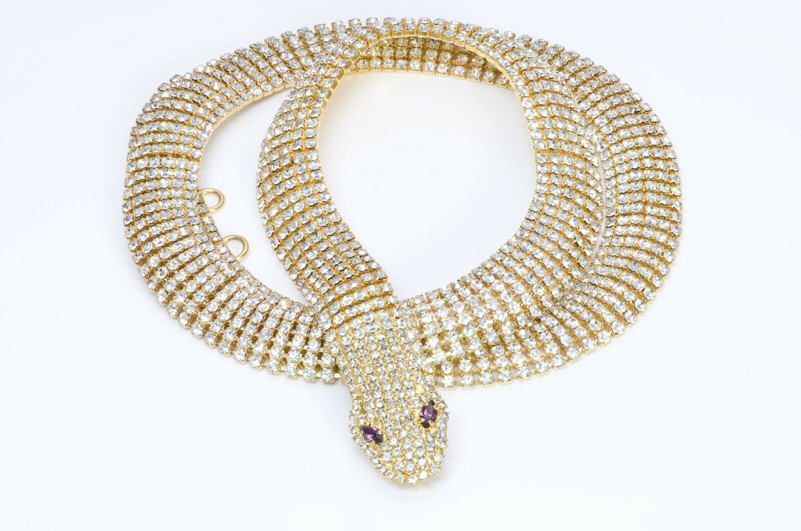Dolce and Gabbana Gold Tone Crystal Snake Chain Belt