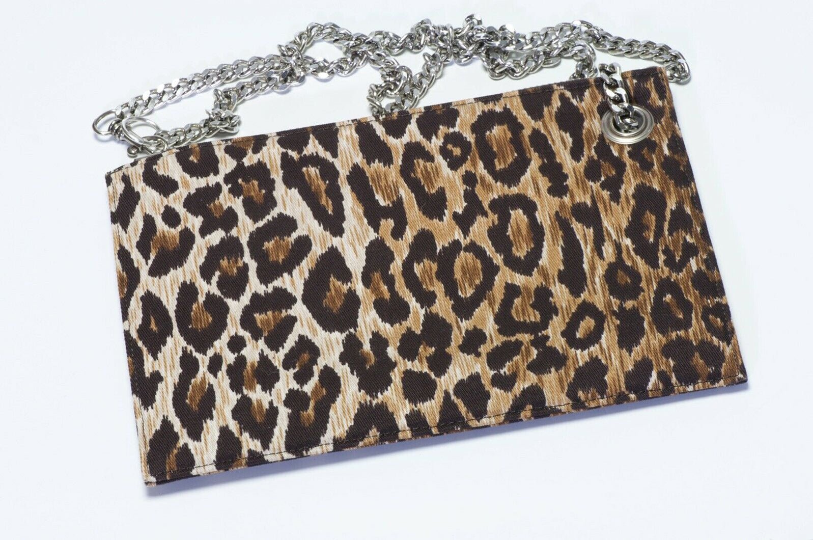 Dolce & Gabbana Leopard Satin Studded Crystal Chain Clutch Bag