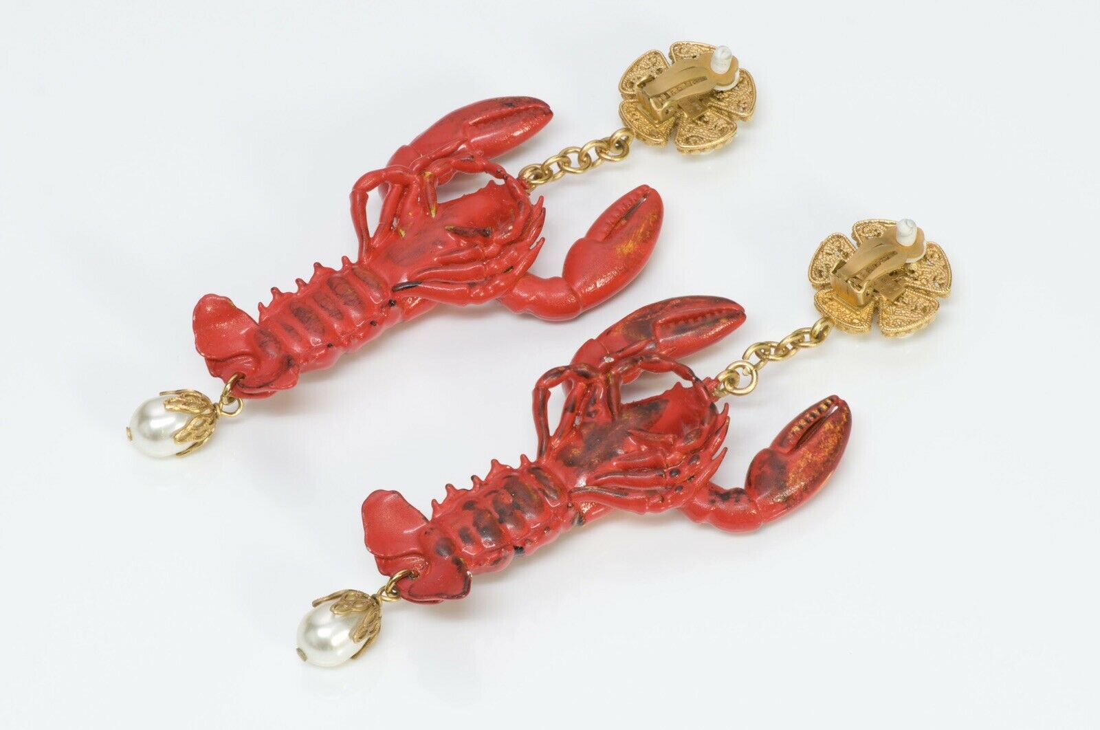 Dolce Gabbana Runway Pearl Lobster Earrings