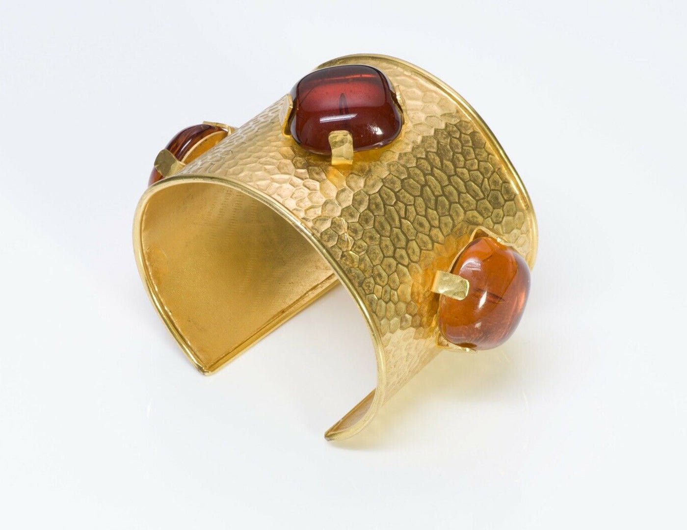 Dominique Aurientis 1980’s Hammered Amber Glass Cuff Bracelet - DSF Antique Jewelry