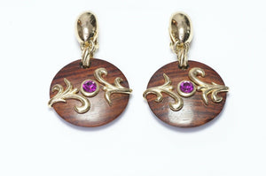Dominique Aurientis Paris Pink Crystal Wood Earrings